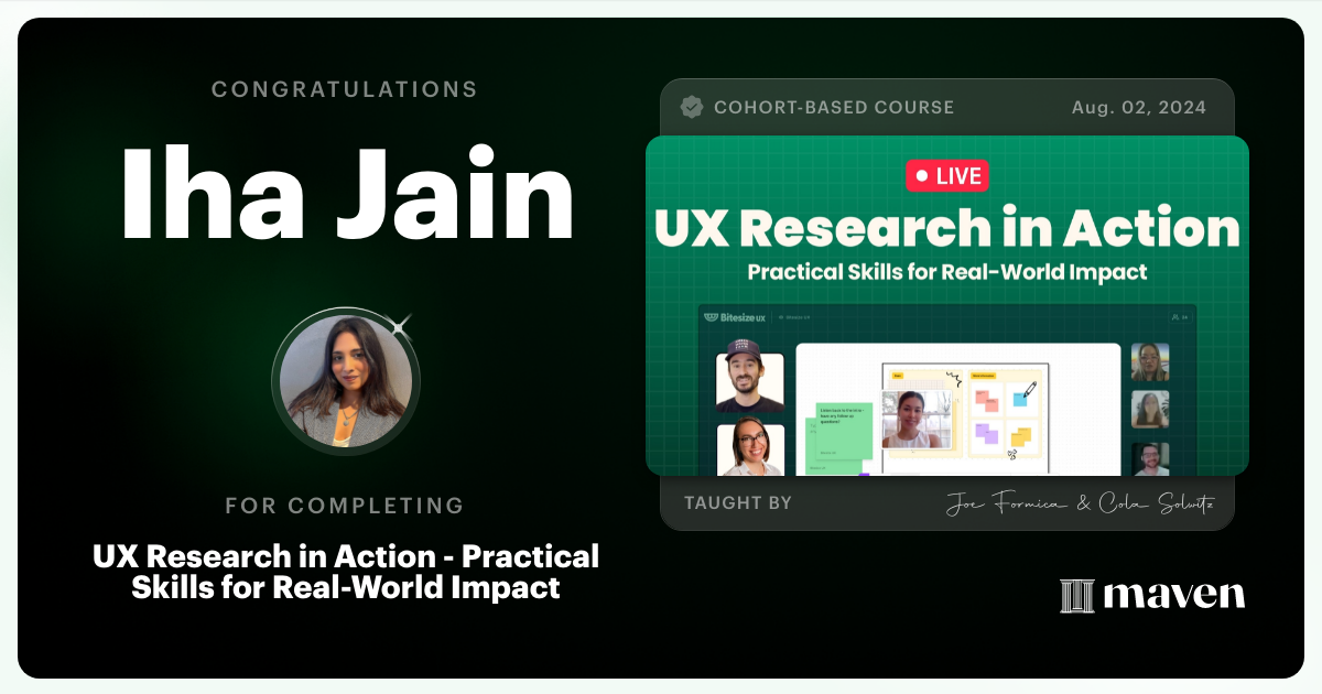 Certificate of Completion for UX Research That Gets Results
