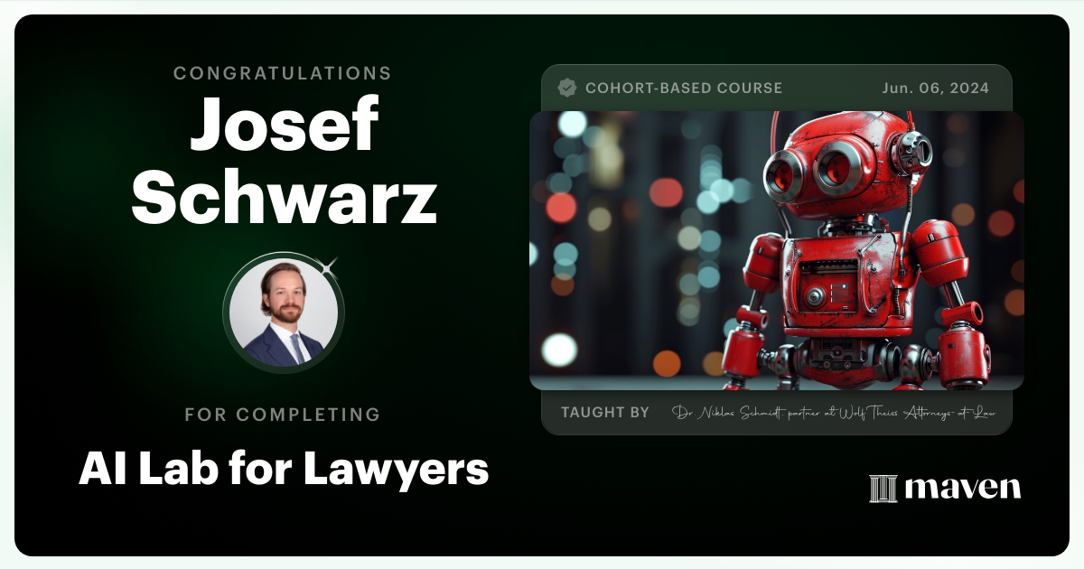 Certificate of Completion for AI Lab for Lawyers