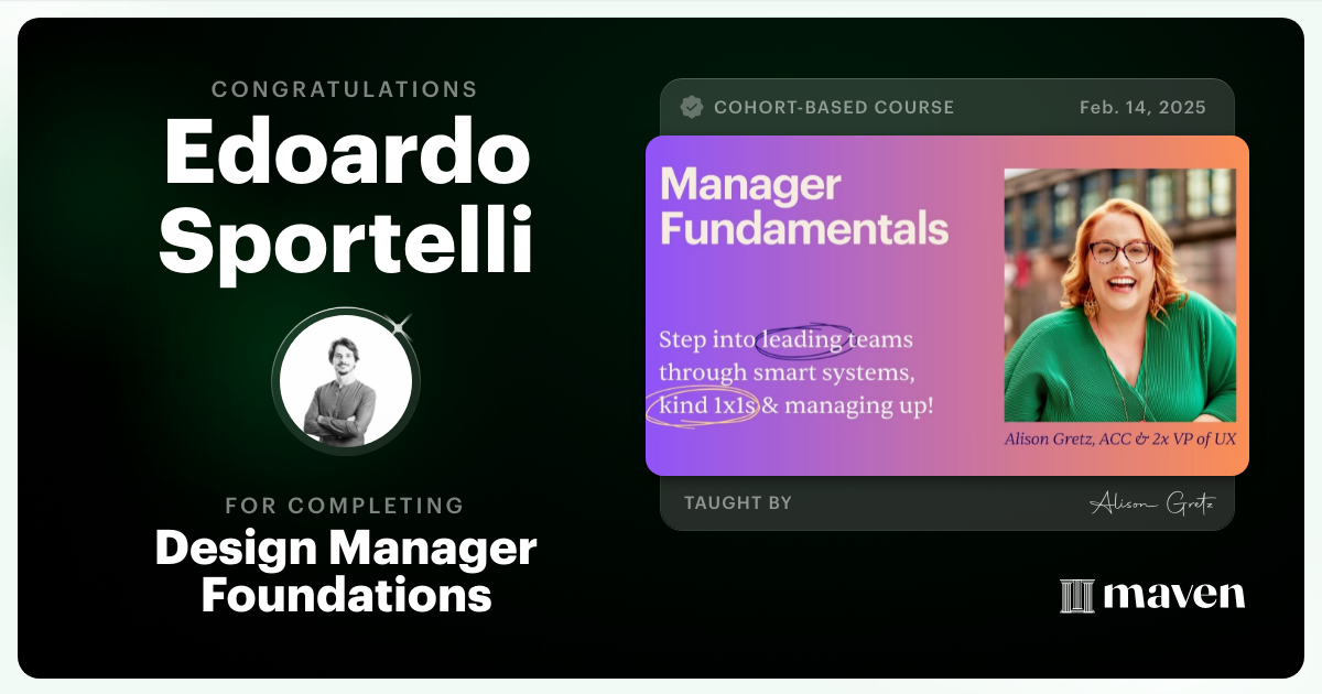 Certificate of Completion for Design Manager Foundations