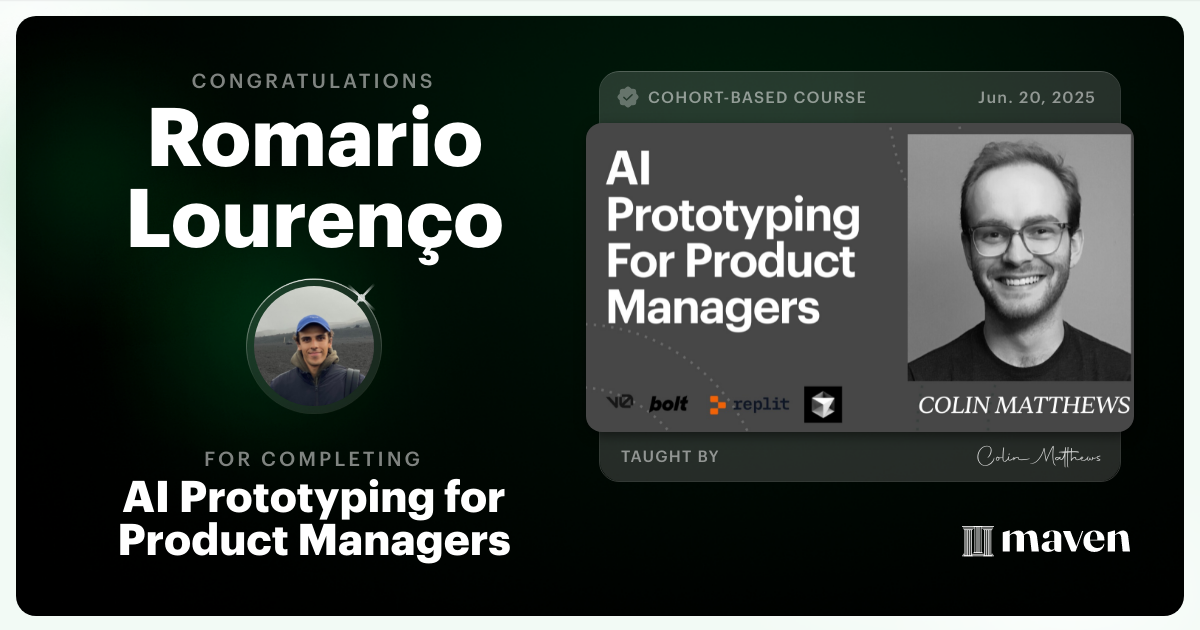 Certificate of Completion for AI Prototyping for Product Managers