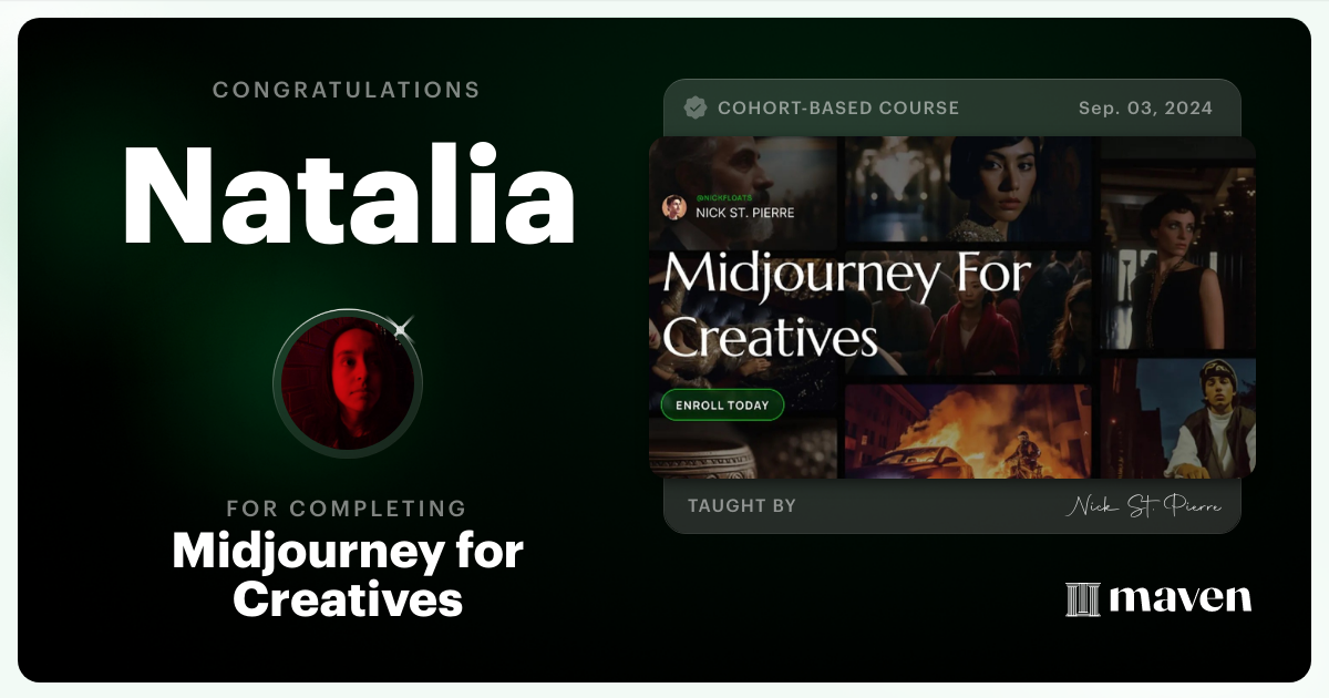 Certificate of Completion for Midjourney for Creatives