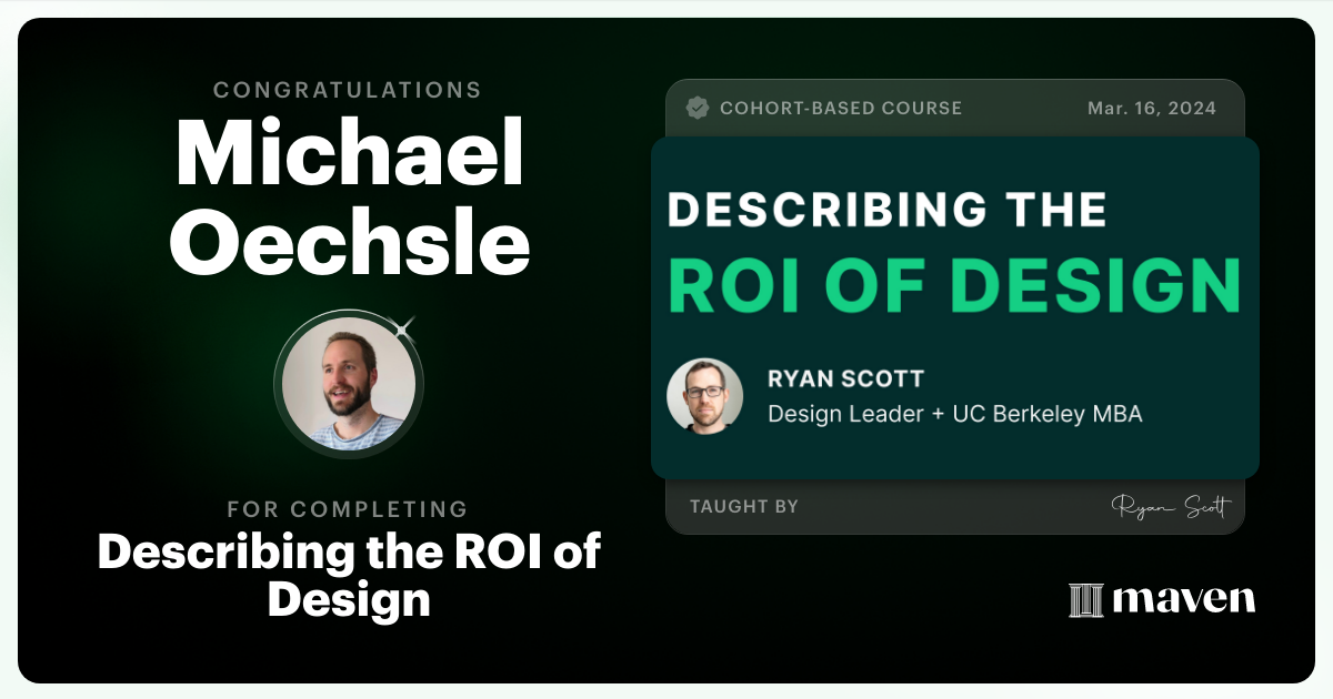 Certificate of Completion for Describing the ROI of Design