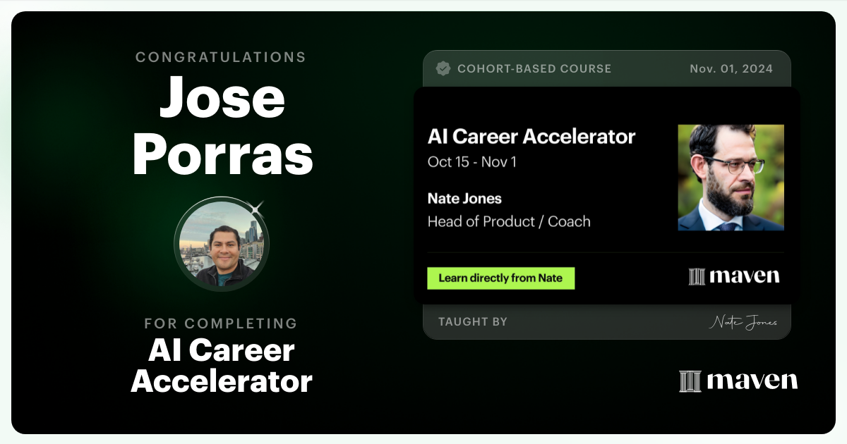Certificate of Completion for AI Career Accelerator