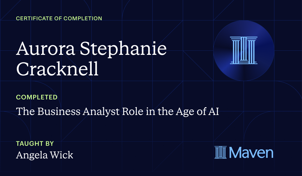 Certificate for The Business Analyst Role in the Age of AI
