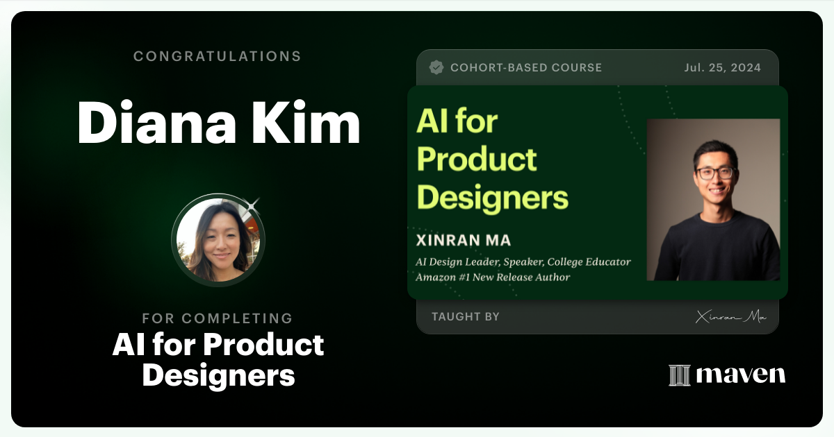 Certificate of Completion for AI for Product Designers
