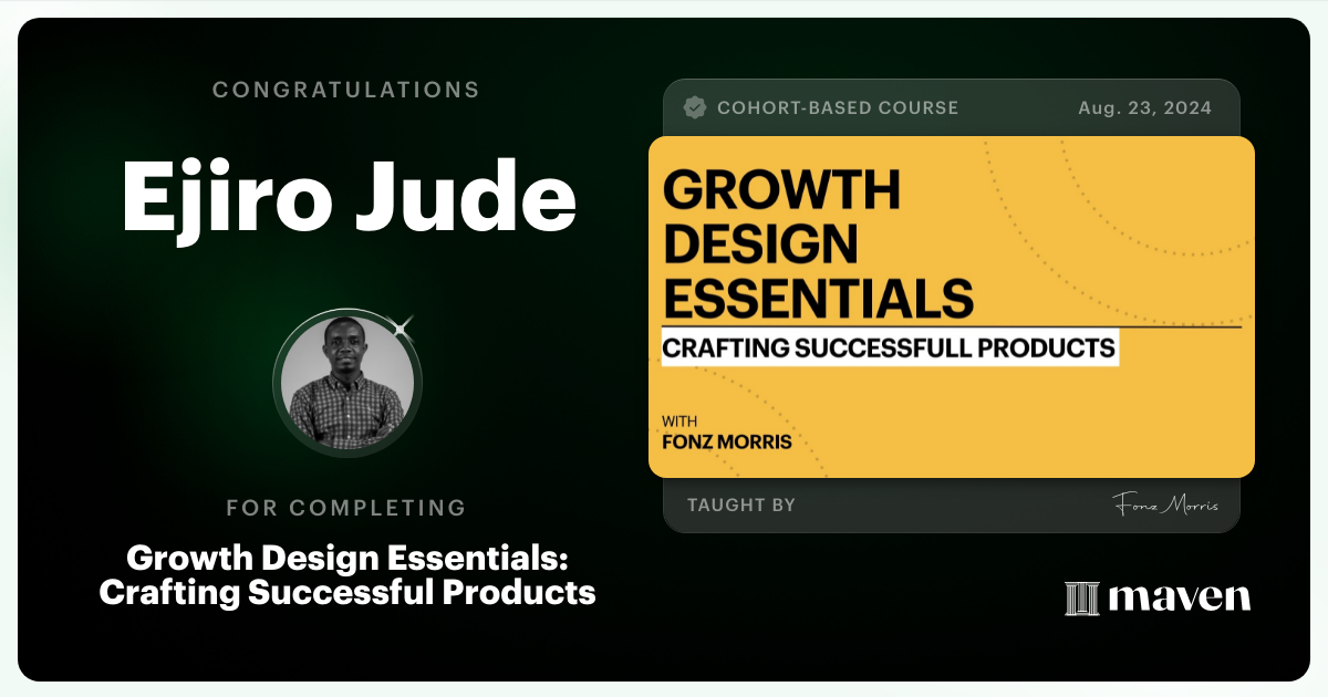 Certificate of Completion for Growth Design Essentials: Crafting Successful Products