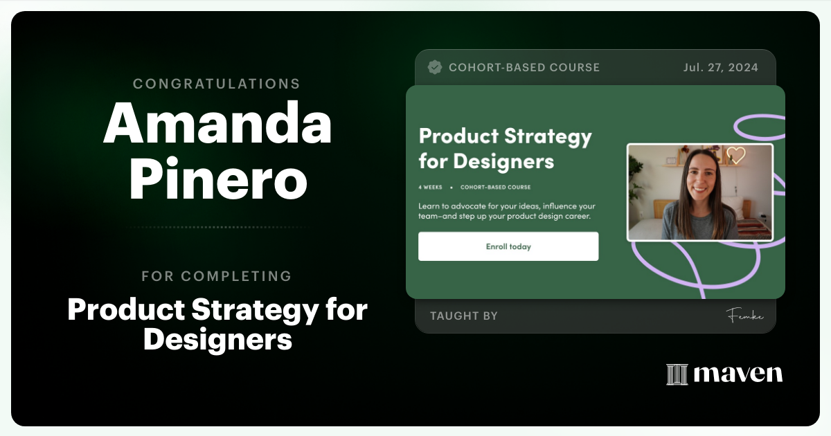 Certificate of Completion for Product Strategy for Designers