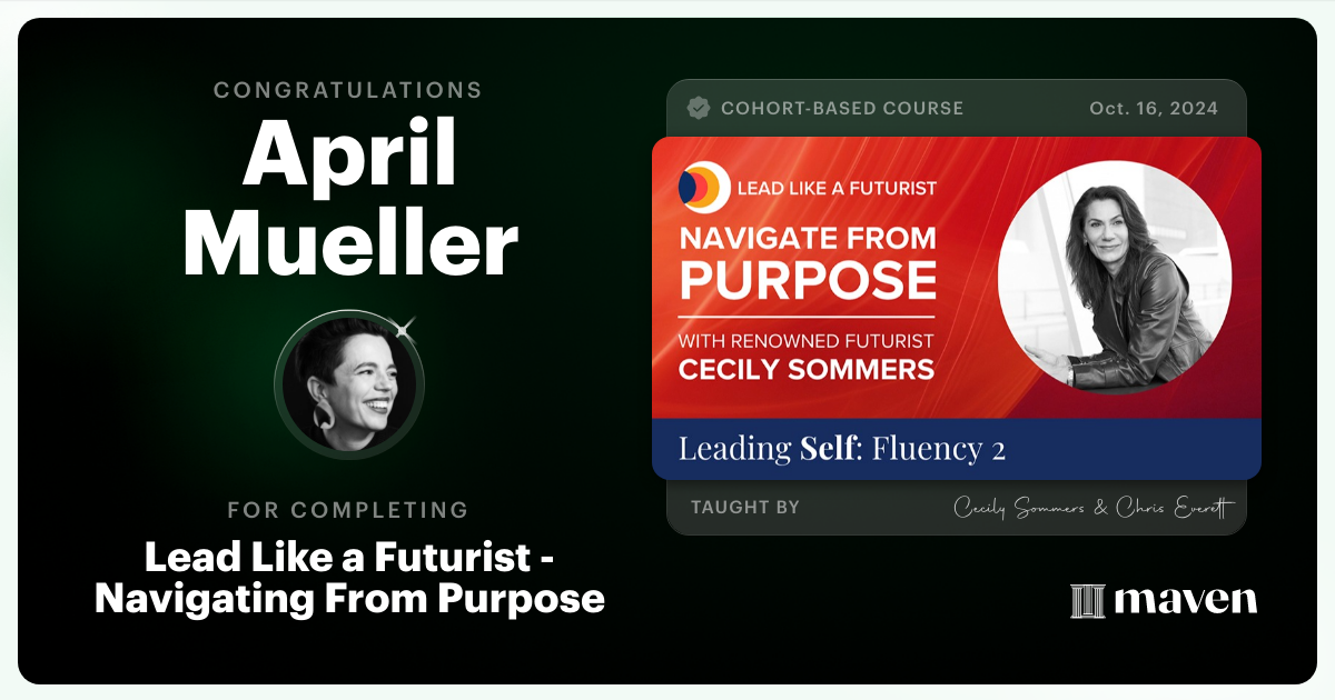 Certificate of Completion for Navigating From Purpose