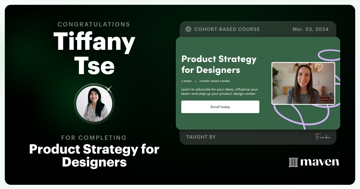 Certificate of Completion for Product Strategy for Designers