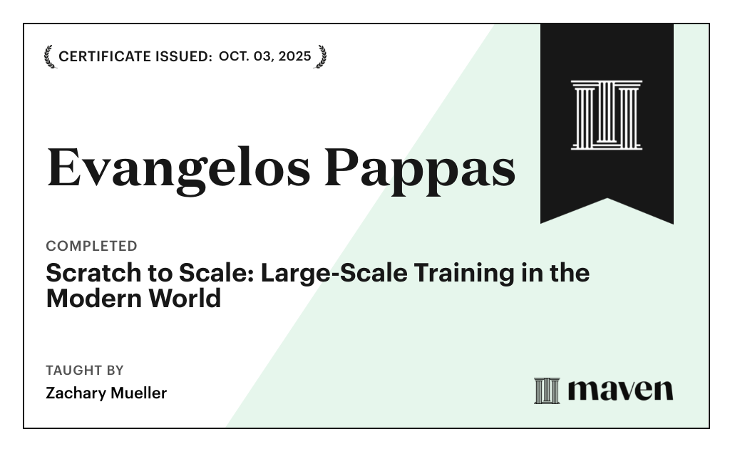 Certificate for Scratch to Scale: Large-Scale Training in the Modern World
