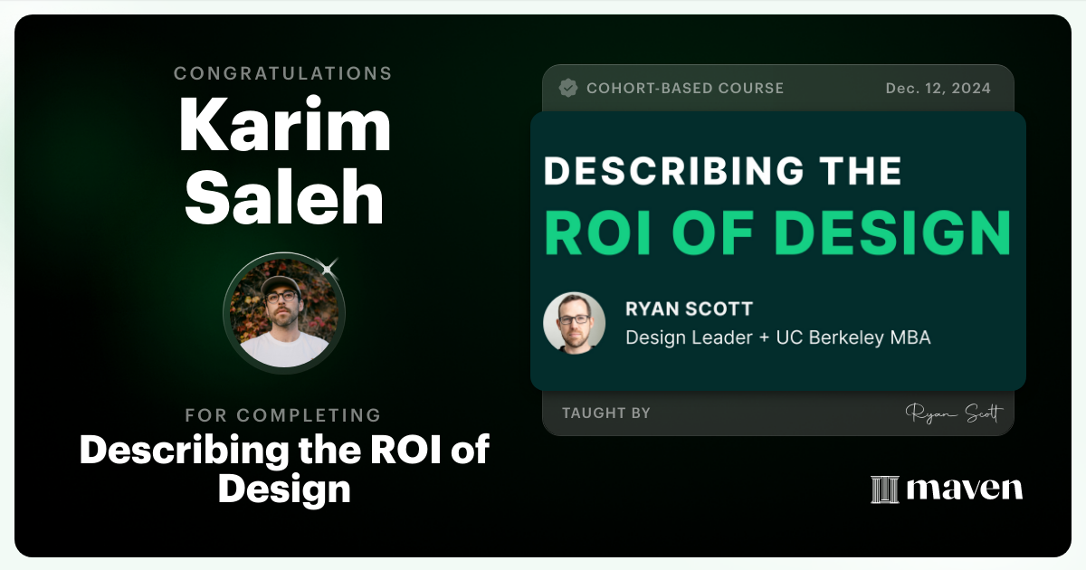 Certificate of Completion for Describing the ROI of Design