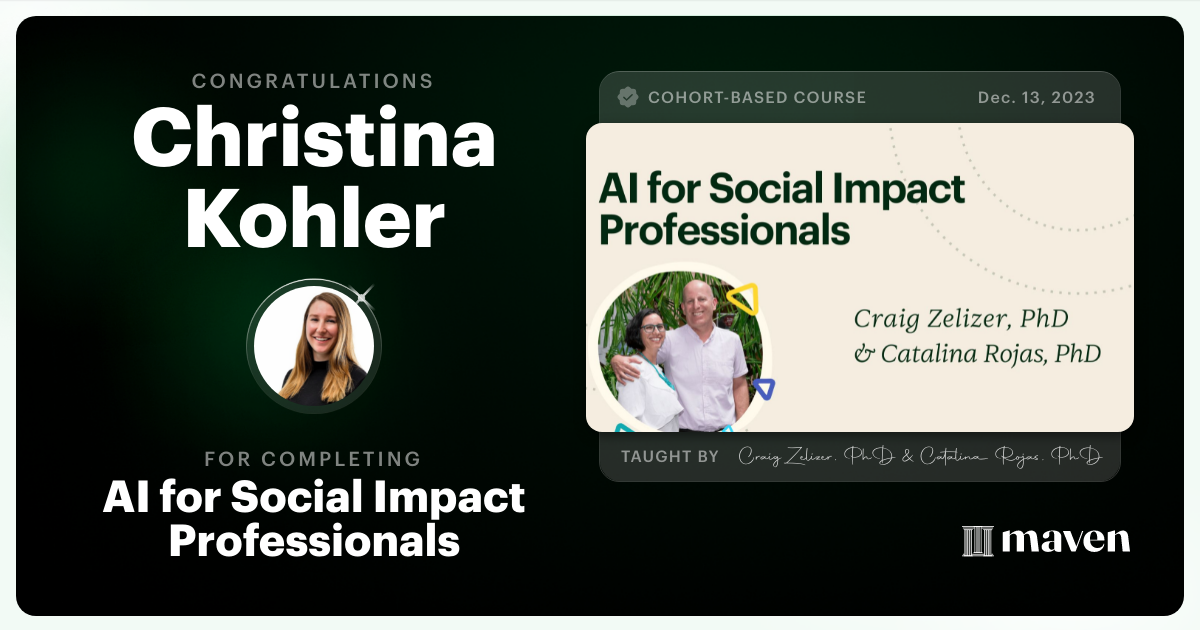 Certificate of Completion for AI for Social Impact Professionals