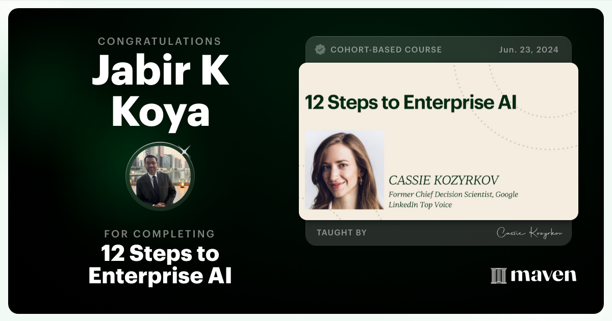 Certificate of Completion for Developing Your AI Strategy: A Framework for Leadership