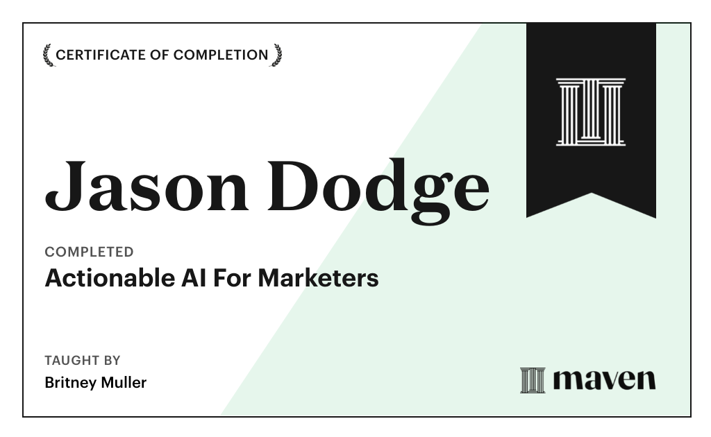 Certificate for Actionable AI For Marketers