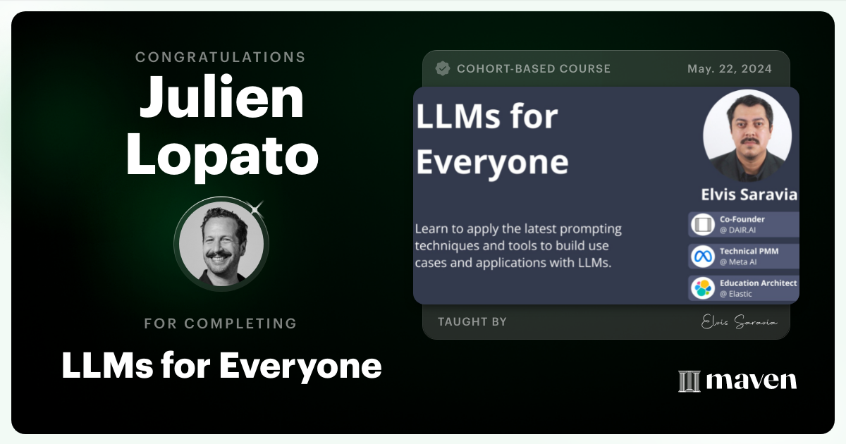 Certificate of Completion for LLMs for Everyone