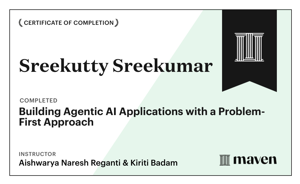 Certificate for Building Agentic AI Applications with a Problem-First Approach