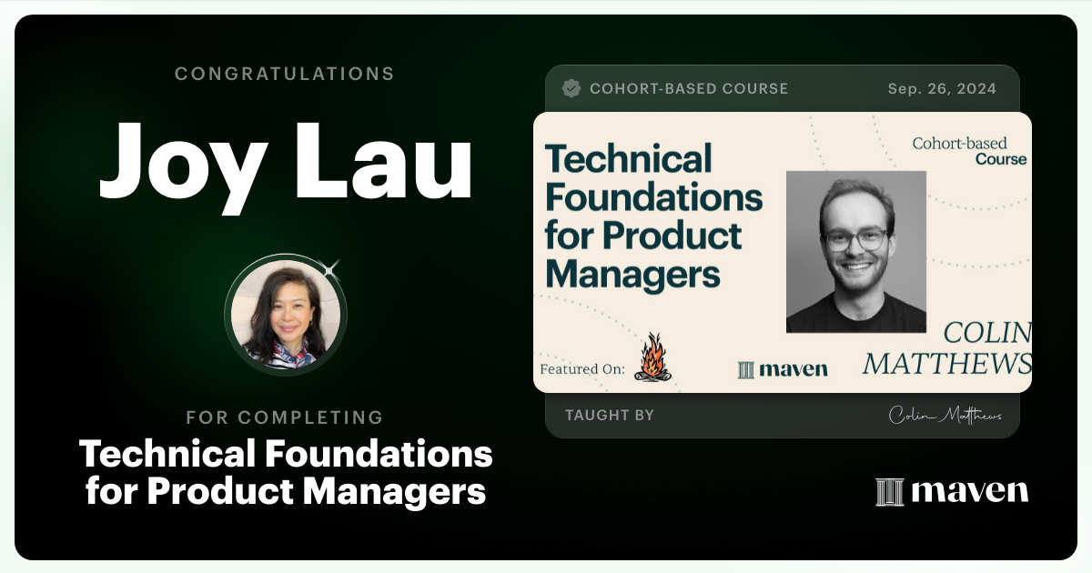 Certificate of Completion for Technical Foundations for Product Managers