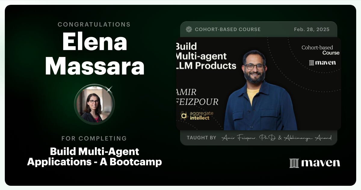 Certificate of Completion for AI Agents for Pragmatic Builders - Claude Code, LangGraph, n8n