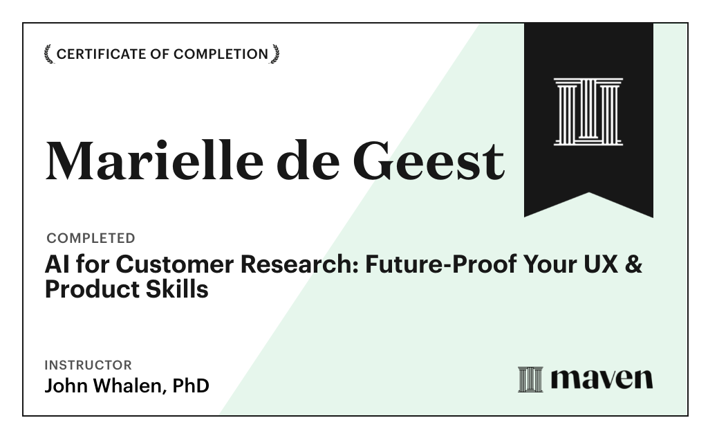 Certificate for AI for Customer Research: Future-Proof Your UX & Product Skills