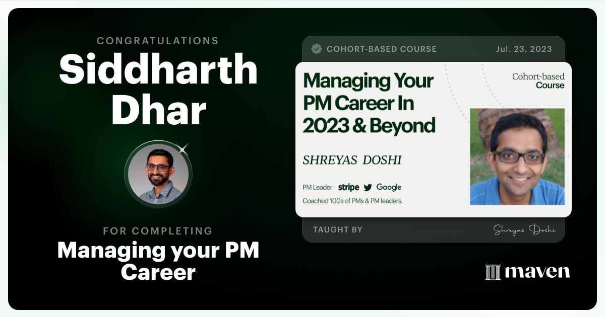 Certificate of Completion for Managing your PM Career in 2025 and beyond