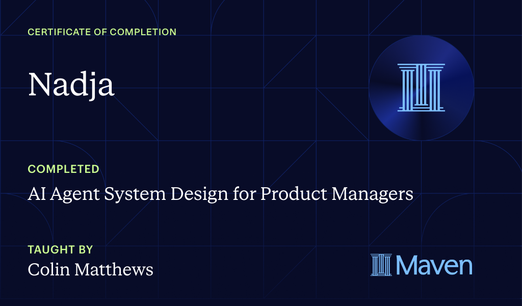 Certificate for AI Agent System Design for Product Managers
