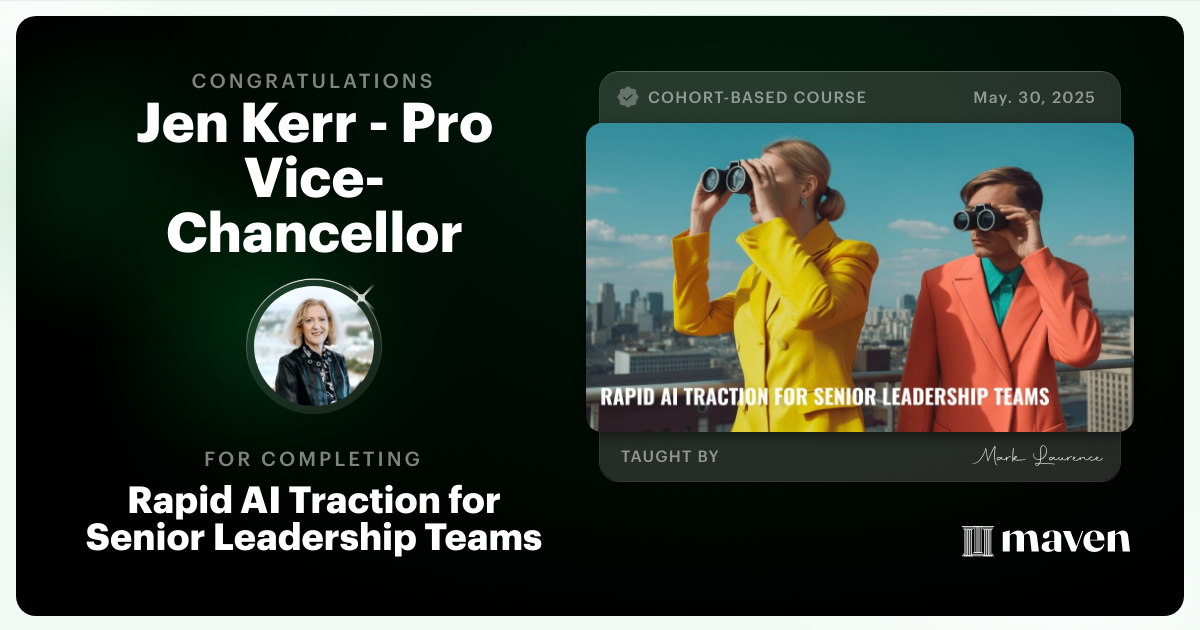 Certificate of Completion for Rapid AI Traction for Senior Leadership Teams