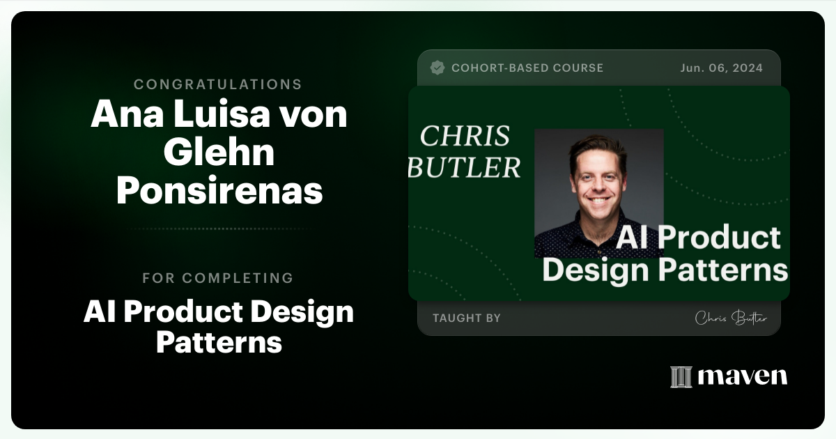 Certificate of Completion for AI Product Design Patterns
