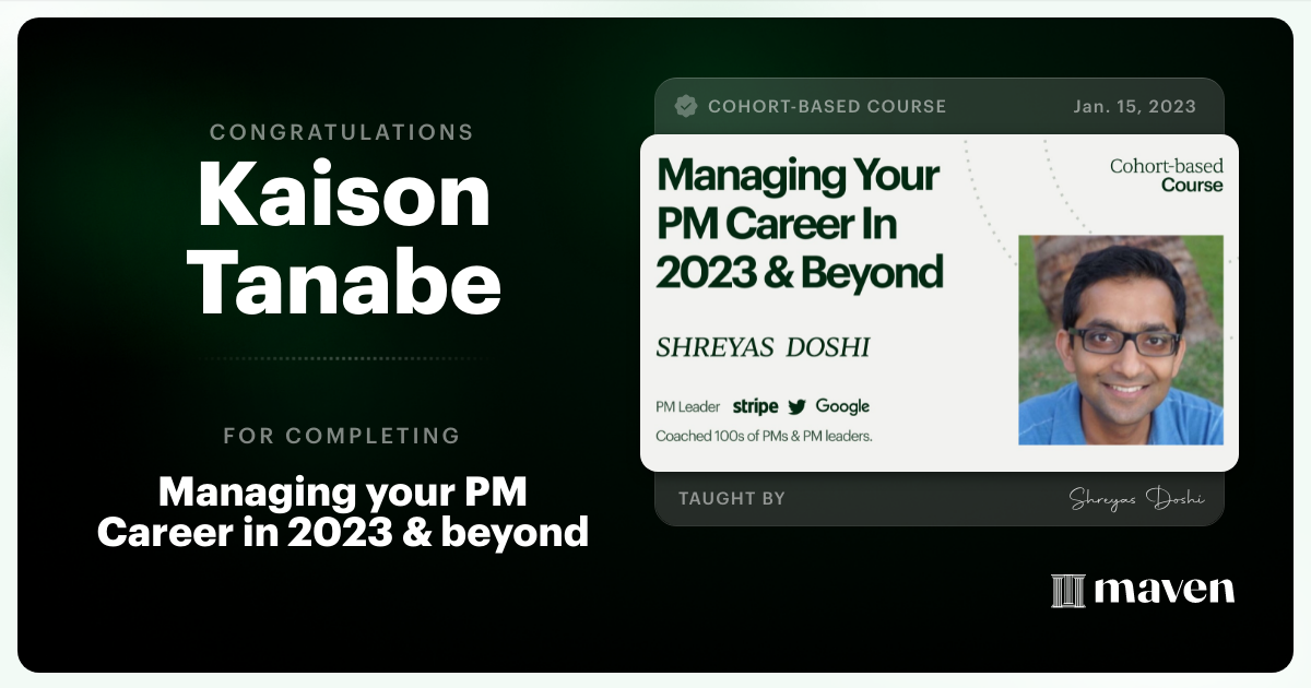 Certificate of Completion for Managing your PM Career in 2025 and beyond