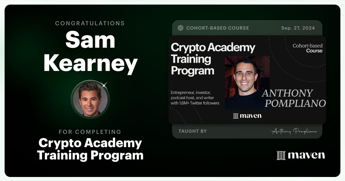 Certificate of Completion for Crypto Academy Training Program