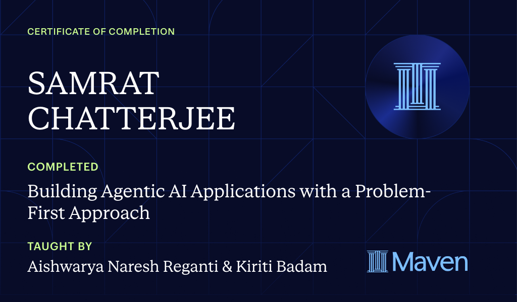 Certificate for Building Agentic AI Applications with a Problem-First Approach