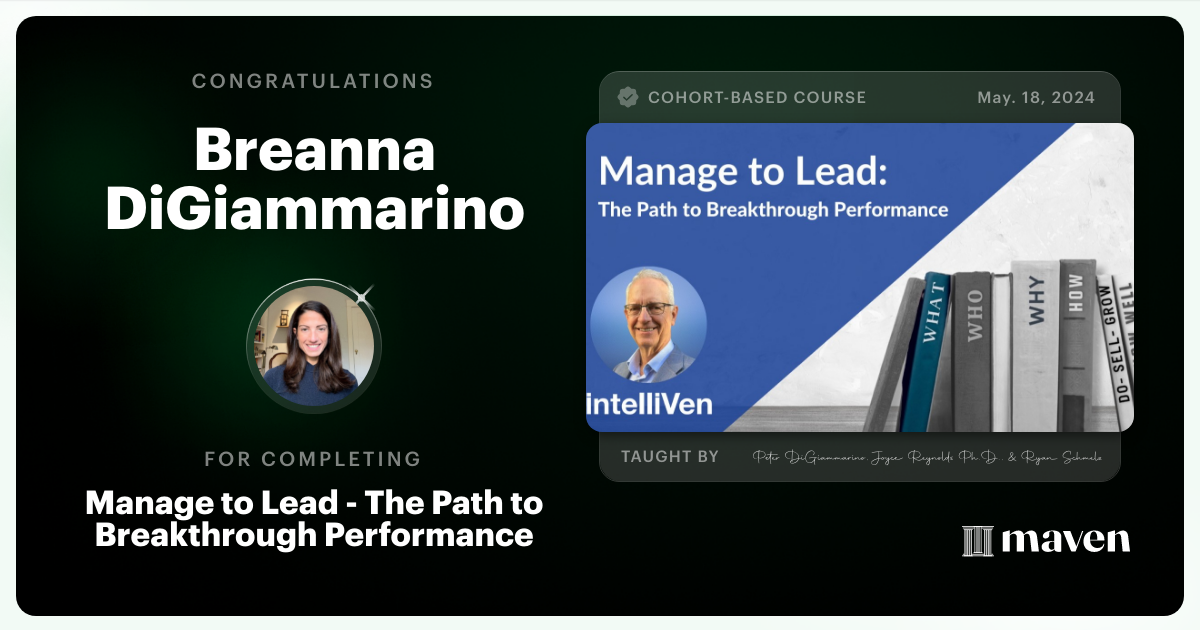 Certificate of Completion for Executive Alignment for Enterprise Operations and Governance