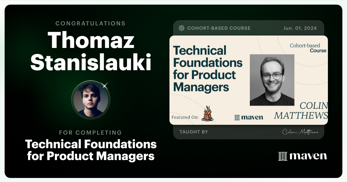 Certificate of Completion for Technical Foundations for Product Managers