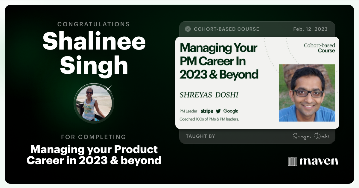 Certificate of Completion for Managing your PM Career in 2025 and beyond