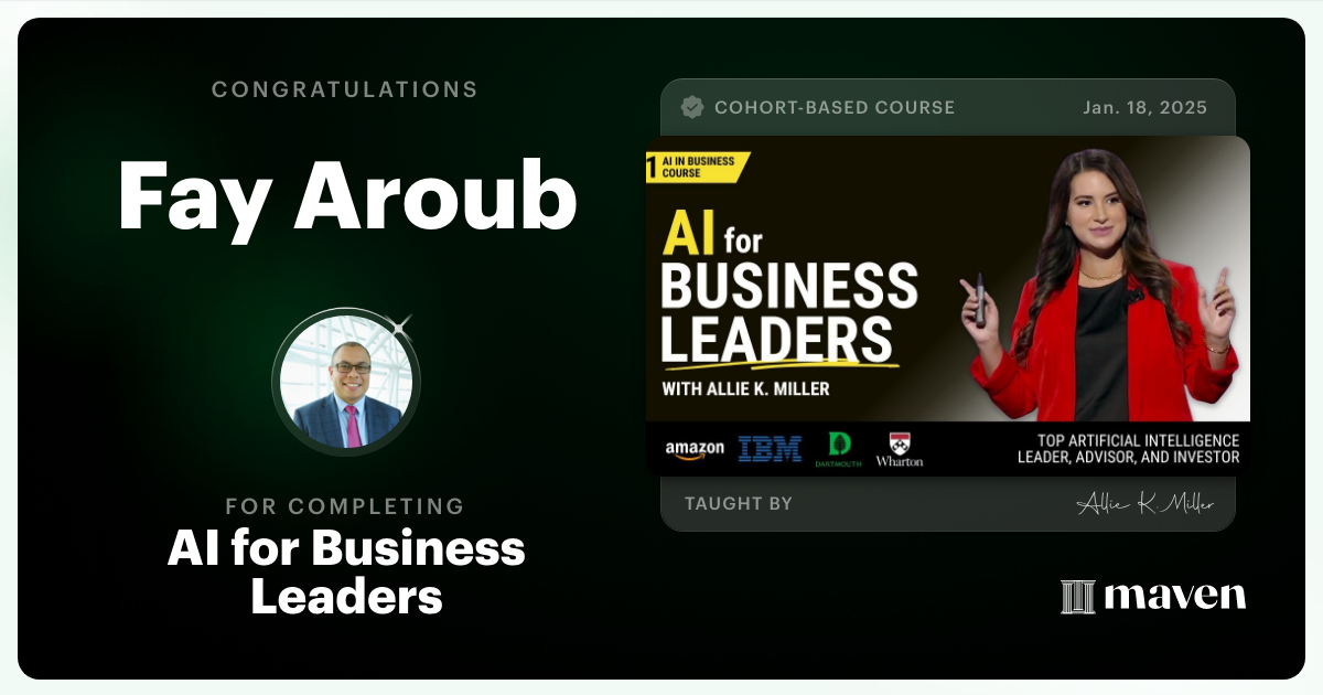 Certificate of Completion for AI for Business Leaders