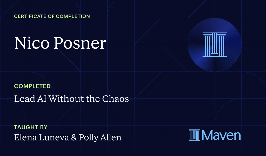 Certificate for Lead AI Without the Chaos
