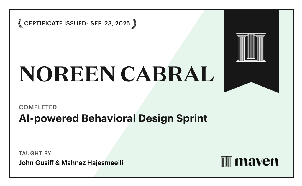 Certificate for AI-powered Behavioral Design Sprint
