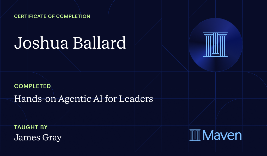 Certificate for Hands-on Agentic AI for Leaders