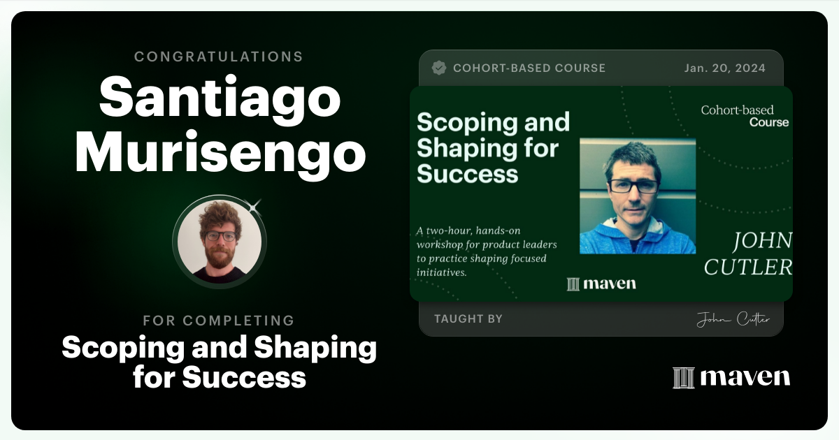 Certificate of Completion for Scoping and Shaping for Success