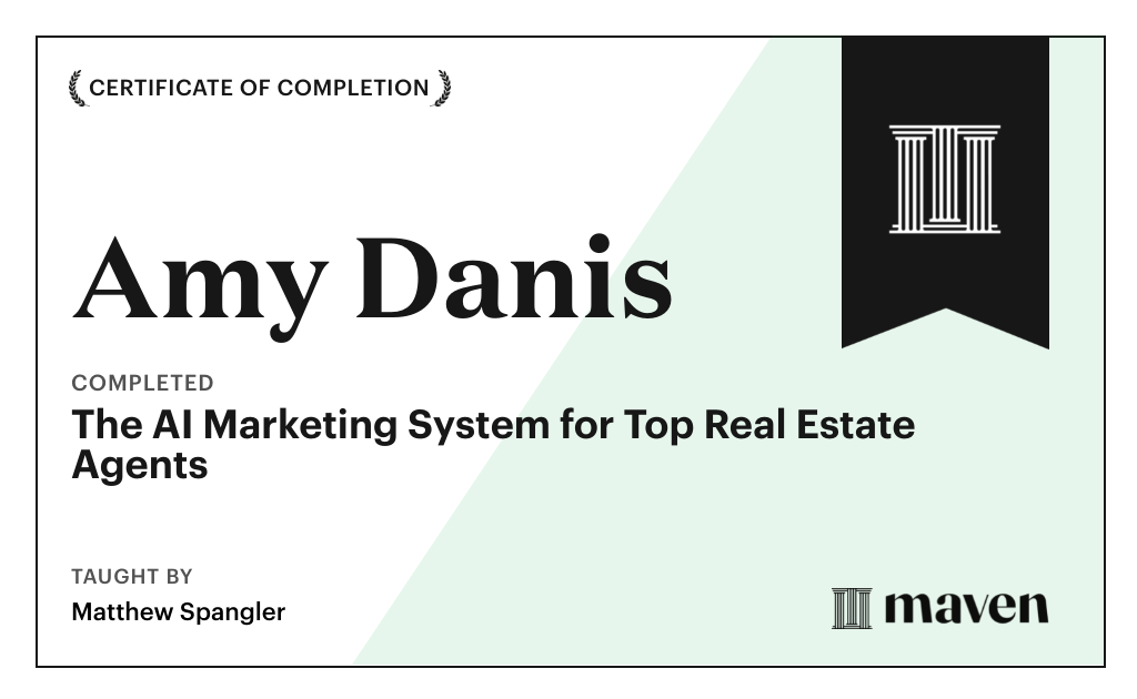 Certificate for The AI Marketing System for Top Real Estate Agents