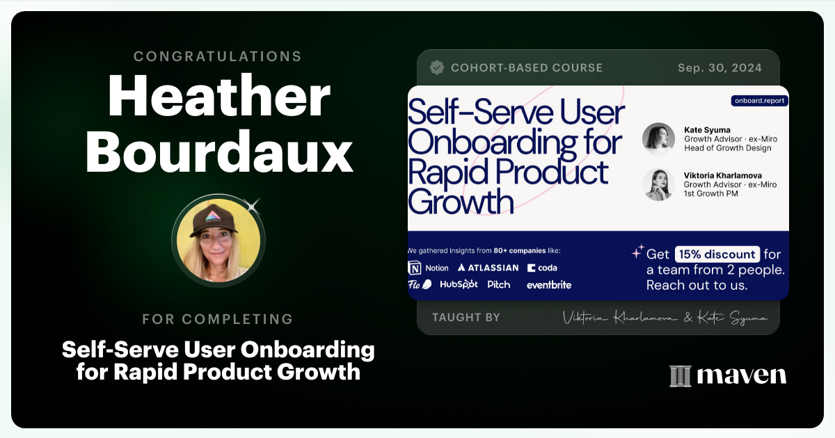 Certificate of Completion for Self-Serve User Onboarding for Rapid Product Growth
