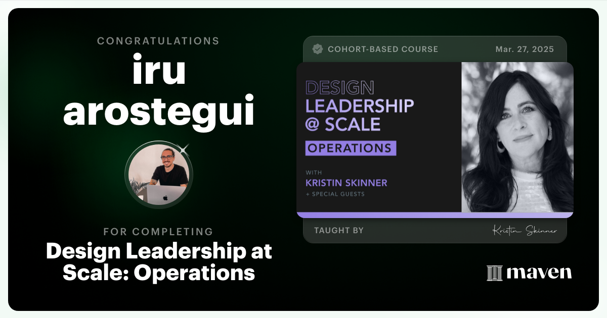 Certificate of Completion for Design Leadership at Scale: Operations