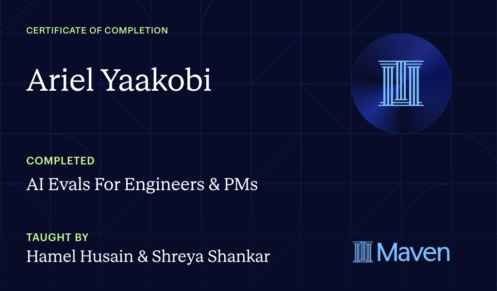 Certificate for AI Evals For Engineers & PMs