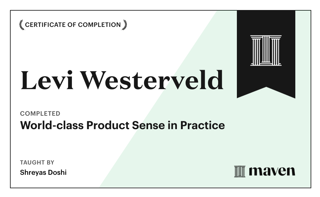 Certificate for World-class Product Sense in Practice