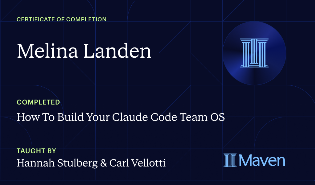 Certificate for How To Build Your Claude Code Team OS