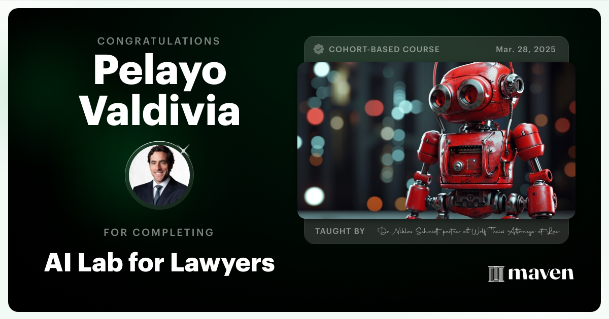 Certificate of Completion for AI Lab for Lawyers