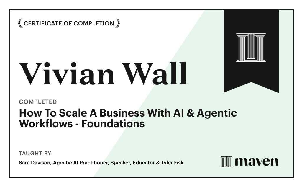Certificate for Build The AI Agent Workforce That Scales Companies: Own & Run Your Own Agent Org
