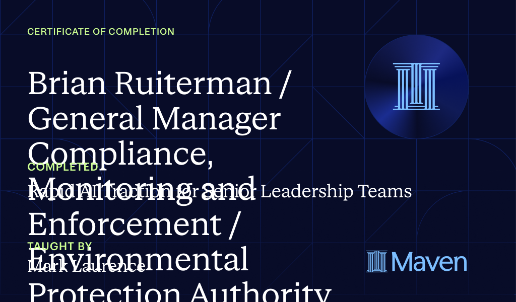 Certificate for Rapid AI Traction for Senior Leadership Teams