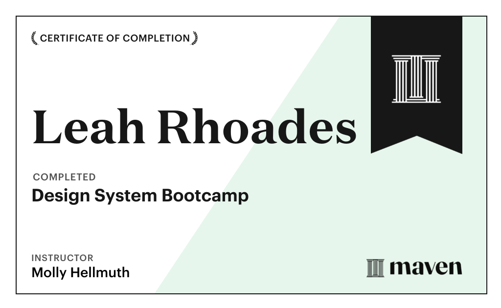 Certificate for Design System Bootcamp