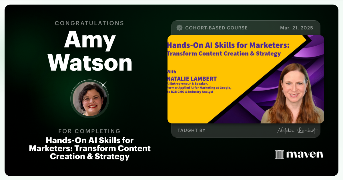 Certificate of Completion for Build Your AI Marketing Team