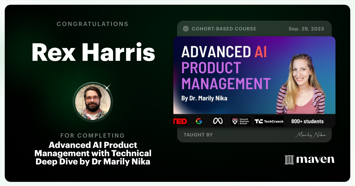 Certificate of Completion for Advanced AI Product Leadership Certification